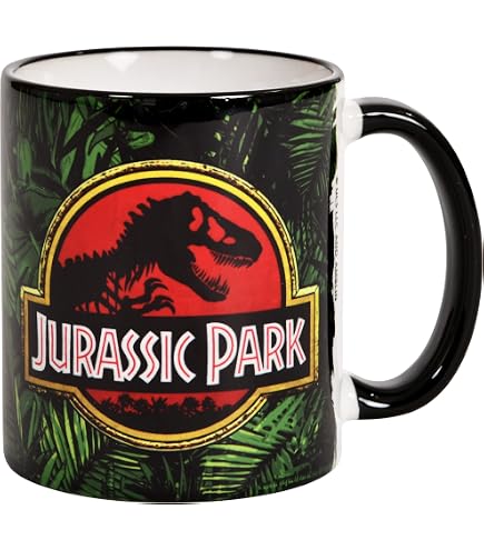 Jurassic World Dominion Tasse – Keramik, Schwarzes Design, Perfekt Für Kaffee, Tee Oder Als Fan-Geschenk