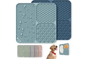 Wingcases-Licky Mats for Dogs and Cats 2 Pcs(NOT Chew Toy, NO BITE) Silicone Puppy Lick Mat with Suction Cups, Relieve Anxiety and Boredom, Easy to Clean (Dark Blue&Light Blue)