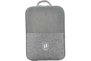RAPECOTT Schuhtasche Reise 3 Fächer, Reise Schuhtasche Schuhe Organizer tragbare wasserdichte Tragetasche,Für Reisen und den täglichen Gebrauch (30 * 22.8 * 15cm Grau)