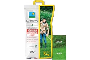 BARENBRUG - Soin Rénovateur Redensifiant - Redensifie et Rajeunit le Gazon - Germe Très Rapidement - Semences avec Enrobage - Limite Développement Plantes Indésirables - Fabriqué en France - 5KG
