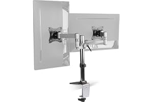 RICOO Support PC pour 2 écrans TS0811 Double Bras Orientable Inclinable Moniteur 13-27 Pouces (33-69cm) Fix ation de Table VESA