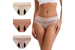 INNERSY Culotte Menstruelle Coton Dentelle Flux Léger Slip de Règle Lavable Taille Midi Lot de 3