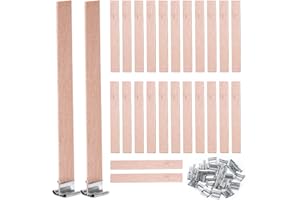 Bepilesto 50 Pcs Wooden Wicks, Wooden Candle Wicks with Iron Stands for Adult Soy Candle Making
