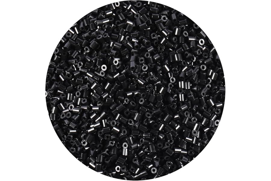 10000Pcs Loose Mini Fuse Beads 2.6mm Bulk Refill Kit Stress Relief Pixel Art 3D Craft Melting Beads for DIY Decor Crafts Creative Handmade Projects (Black)
