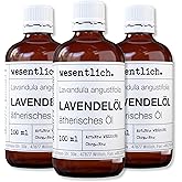 wesentlich. Lavendelöl - ätherisches Öl - 100% naturrein (Glasflasche) - u.a. für Duftlampe und Diffuser (3x100ml)