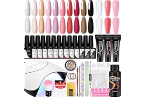 VANREESA Kit Uñas Semipermanentes 10+3 Ricostruzione Unghie Gel con U V/LED Lampada, Kit Manicura Semipermanente con Base Top Matt Coat