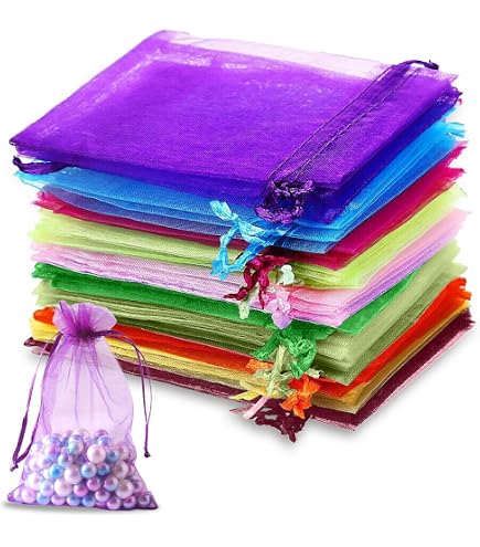 50 Organza-Beutel Für Fächer – Rot, Durchsichtig, Mit Kordelzug, Ideal Für Hochzeit & Party