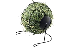 Navaris Palla Porta Fieno per Conigli - Fieniera in Ferro - Ruota Portafieno - Mangiatoia per Coniglio Nano - Alimentatore Sfera Porta Erba Coniglietti - Accessori Animali - Nero