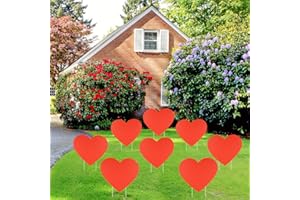 NQEUEPN 8pcs Valentine's Day Yard Signs, Heart Yard Decorations Outdoor Love Yard Decor Heart Garden with 16 Stakes Wedding Gifts for Party Garden Yard Lawn Decor