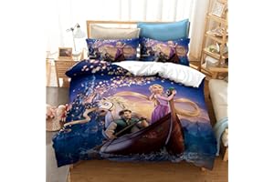 LKFFHAVD Disney - Juego de ropa de cama para niñas y niños, microfibra rosa, funda de almohada de 50 x 75 + funda nórdica de 135 x 200 cm (140 x 210 cm, 7)