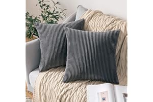 MIULEE Lot de 2 Decorative Housse de Coussin en Velours Côtelé Canapé Taie d'oreiller Douce pour Maison Salon Chambre Lit Clic Clac 40x40 cm Gris