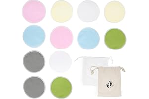 chuckle - 12 Coussinets d'allaitement en Coton de Bambou Biologique avec Sacs de Voyage et de Lessive pour Une Allaitement Écologique