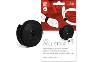 LABEL THE CABLE Rotolo Organizer Cavi Double Face a Strappo - Fascetta Cavi a Rotolo - Rotolo Ordina Cavi in Velour di Qualità - LTC ROLL STRAP - 3 m x 16 mm - Nero - LTC 1210