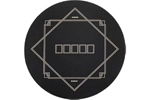 SLOWPLAY Tapete de póker Redondo Godel de 120 cm para Texas Hold'em | Tapete de póker Repelente al Agua, Bordes rematados, reducción de Ruido | Portátil para Jugar en Todas Partes (Negro y champán)