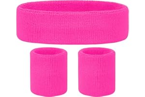 REDSTAR FANCY DRESS Schweissband und Stirnband Set – Schweißband Neon für 80er Jahre Outfit Damen - Neon Accessoires für Fun Runs Team Building Events Pride Partys Gymnastik Sport Tennis – Stirnband 80er Jahre