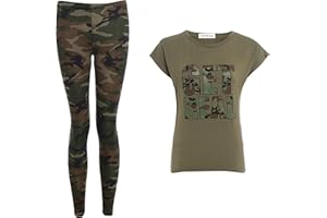 GUBA® GIRLS GET REAL TOP & CAMOUFLAGE LEGGING SET GYMWEAR SPORTSWEAR SUMMER SUIT