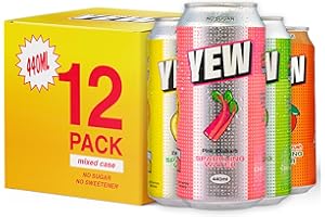 YEW Sparkling Water Mixed Pack - 12 x 440ml Cans, ZERO Sugar, ZERO Sweetener, All Natural Apple, Lemon, Tangerine and Rhubarb Flavoured Water, Keto Friendly, Vegan Healthy Fizzy Drink