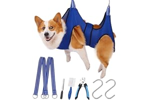Kkiimatt Hamac de toilettage pour chien, harnais de toilettage pour animaux de compagnie avec coupe-ongles, sangle de toilettage pour chien de taille L pour couper les ongles