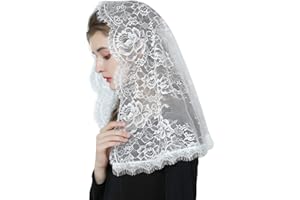 BEAUTELICATE Velo di Pizzo Chiesa Velo da Sposa Mantilla Velo Cattolica Sciarpe Scialle di Pizzo Copricapo Foulard Messa In Latino Nero Bianco V114