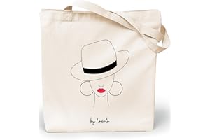 Loxato Tote Bag Femme - Sac Cabas Femme Original - Tote Bag Coton 100% Grand 35 x 42 x 8 cm - Sac Fourre Tout en Toile