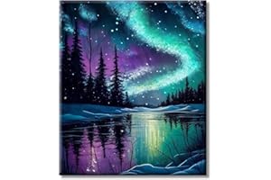 SHENGDEXIN Dipingi coi Numeri per Adulti - Cielo Stellato Notte Dipingere con i Numeri su Tela Senza Cornice, Pittura a Olio Astratta Fai da Te Paesaggi Astratti Fai da Te, Regalo Decorazione da Parete per la