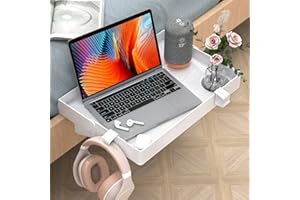 Ronlap Comodino Pieghevole Scaffale Letto a Castello Scaffale per Bambini Comodino Appeso Mini Comodino a Clip con Ganci Portabicchieri 28,5 x 42cm cm Bianco