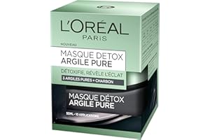 L'Oréal Paris Dermo Expertise Mascarilla facial detox de arcilla/carbón, 50 ml