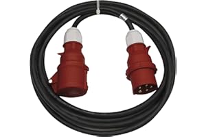 EMOS - IP44 CEE-câble de rallonge 10m - fiche 5 pôles - étanche, résistant à la température - 400 V, 16 A, 3680 W - Isolation en Caoutchouc - CGSG 5C x H05RR-F 2,5 mm2 - pour l'extérieur & Le Camping