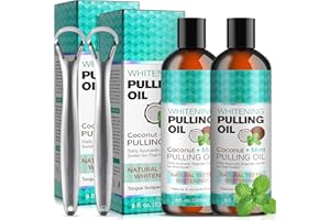 JCZQDRPC Coconut Pulling Oil for Teeth 474 ml, Coconut Oil, Mouth Pulling Oil with Coconut & Peppermint Oil, Mint Oil for Pulling Mouthwash with Tongue Scraper, Coconut Oil for Teeth Fresh Breath, 2 Pack