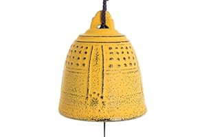 Iwachu Campana Feng Shui Furin, ferro colato giapponese, giallo, 5,5 cm
