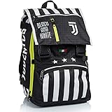 Seven Zaino Scuola Estensibile Juventus, Bianco Nero, Zaino Doppio Scomparto con Gadget Abbinato, con Tasca Porta Borraccia e