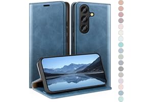HUOUH Funda para Samsung Galaxy S24 FE Estuche de billetera con cuero de PU con Bloqueo RFID,titular de tarjeta de crédito,Cubierta a prueba de golpes teléfonos Fundas para SamsungS24FE Azul Brillante