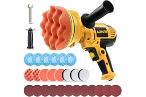 AUTIWOZ Car Polisher Buffer Sander Rotary Polishing Machine Handheld Mini Polish Kit for Car Boat Floor Motorcycles DIY Detailing Buffing Polishing with 5in Waxing Sponge Pads 700W 6-Speed 600-3500RPM