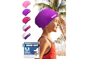 ‎KIDVERSE KIDVERSE Badekappe Mädchen - Wasserdichte Badekappe mit Anti-Rutsch-Noppen - Schwimmhaube mit UV-Schutz - 100% Reißfest