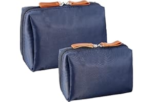 DAMILY Beauty Case Da Viaggio, 2 Dimensioni Porta Trucchi Con Cerniera A Due Vie,Borsa Da Toilette Impermeabile Di Grande Capacità Per Brevi Viaggi, Affari E Ufficio (Blu)