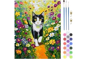 QENSPE Gatto Dipingere con i Numeri per Adulti, Kit di Pittura su Tela Fai da Te per Adulti, Kit di Dipingere con i Numeri con Pennelli Pigmento Acrilico Disegno Pittura 40x50 cm (Gatto Vintage)
