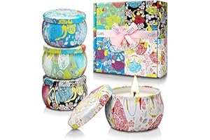 YINUO CANDLE Candele Profumate Regalo, Aromaterapia da 4 Pezzi, Set Profumi Decorative Donna Cera di Soia, Naturale Originale Compleanno Festa Della Mamma Gardenia Lavanda
