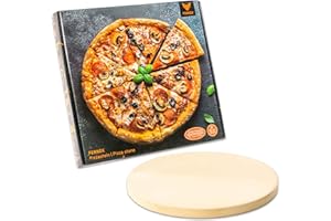 FENNEK Pierre à pizza XL - Diamètre : 320 mm - Épaisseur : 20 mm - Pour four à pierre, barbecue au charbon, barbecue à gaz, etc. - En cordiérite résistante à la chaleur - Pour pizza, tartes flambées..