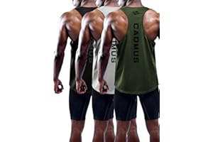Cadmus Men's 3 Pack Running Muscle Tank Top Dry-Fit Gym Sleeveless Y-Back Shirts Training Fitness Vest