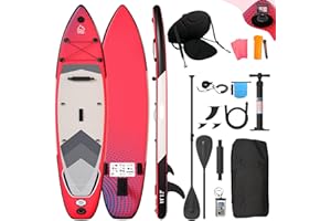 Devoko Planche de Paddle Gonflable 330cm, Sup Gonflable 2-en-1 avec Siège & Accessoires, 130kg Charge Max - Idéal pour Surf, Pêche, Yoga