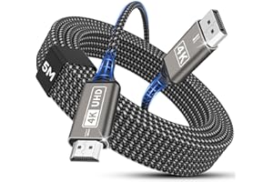 Nersligek Cable DisplayPort a HDMI 4K, Cable Unidireccional DP a HDMI Macho a Macho UHD 4k@30Hz, 2k@60Hz, 1080p Trenzado DP a HDTV Compatible con Monitores/Proyectores/HDTV, Lenovo, DELL, HP - 5M