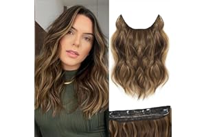 BUPPLER Haarverlängerung 30,5 cm Invisible Secret Hair Extensions Verstellbare Lange Gewellte Haarextension Synthetisches Upgrade 4 Sichere Clips in Haarteilen,Mittleres Braun Gemischt mit Goldbraun
