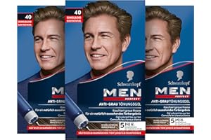 3x Schwarzkopf men PERFECT /Anti-Grau Tönungs-Gel/ Speed-System 5 Min./40 Natur Dunkelblond/ Blendet graue Haare aus
