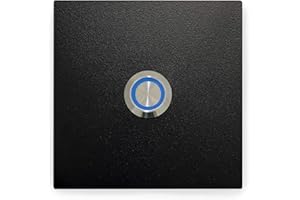 KTC-Home PREMIUM Türklingel Tiefschwarz - LED Drucktaster Blau - Größe: 8x8cm - RAL 9005 - UV & Witterungsbeständig - Pulverbeschichtet