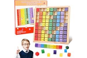 Bohrma Table de Multiplication en Bois 1 x 1 Multiplication Table Planche de Multiplication Montessori Mathématique pour Les Enfants d'âge préscolaire Cadeaux pour Les Enfants de Plus de 3 Ans