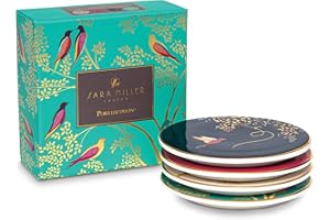 Sara Miller London Set di 4 sottobicchieri in ceramica in confezione regalo, 10 cm