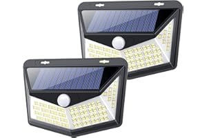 HETP Lampe Solaire Extérieur 164 LED, Lampe Solaire Exterieur Detecteur de Mouvement,Plage d’éclairage Super lumineux 270° Applique IP65 étanche 1500mAh Énergie Solaire pour Cour,Garage,Jardin-2 Pack