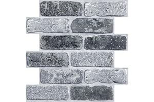 COMSTICKC Paneles de Pared 3D Autoadhesivos Ladrillo, 10 Piezas, 30 x 30 cm, 3D Piedra Ladrillo Papel Pintado Adhesivos, PVC 3D Decorativo Panel de Pared para Salón Oficina Cocina,Impermeables