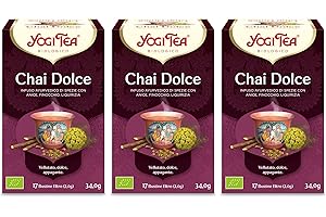Yogi Tea - Chai Dulce Bio - Infuso Ayurvedico - Miscela di Anice, Finocchio e Liquirizia, Senza Caffeina - Confezione da 3x17 bustine (51 bustine in totale)
