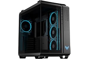 ASUS TUF Gaming GT502 Horizon, Caja ATX para Torres Medianas, diseño panorámico, Doble cámara, Zonas de refrigeración Independientes, Paneles Laterales sin Herramientas, USB 20 Gbps Tipo-C, Negro